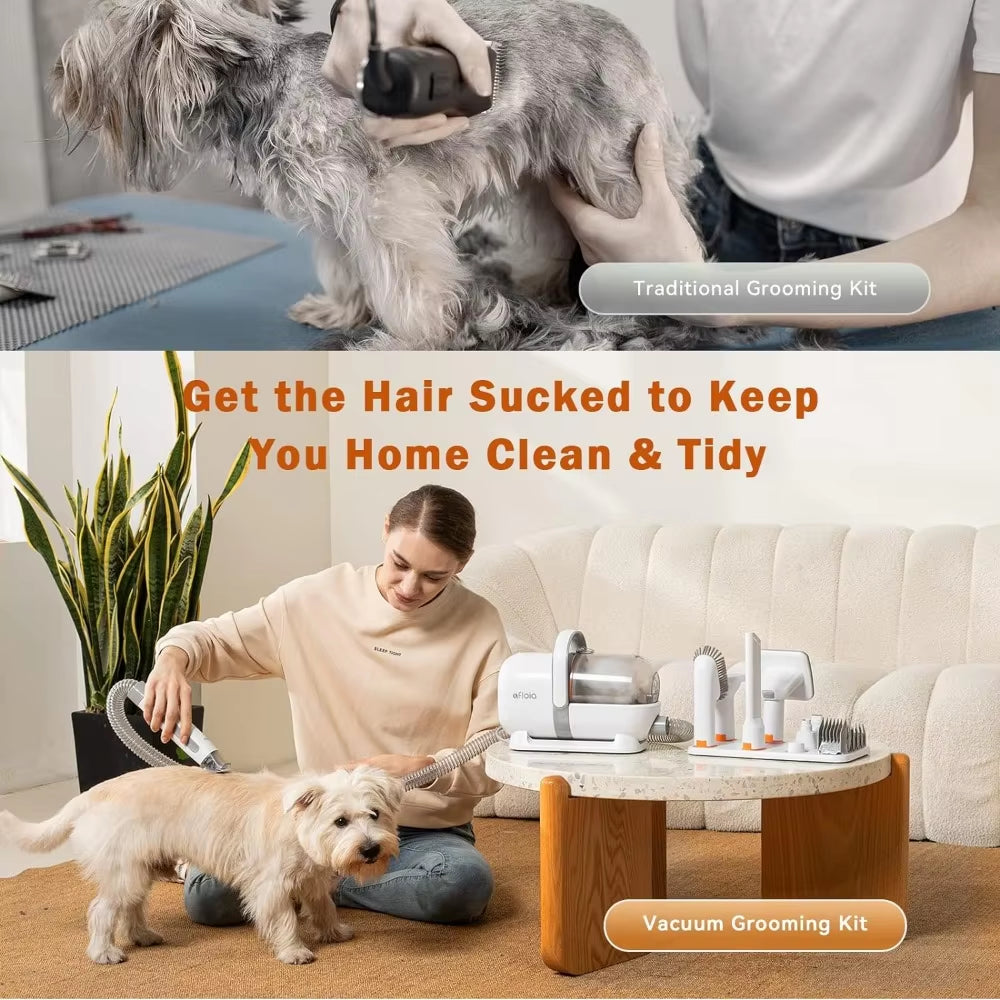 Professional Dog Grooming Kit: Vacuum, Clippers, Nail Trimmer, Grinder, and Shedding Brush with 7 Essential Tools, Low Noise Operation