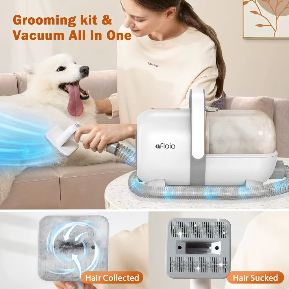 Professional Dog Grooming Kit: Vacuum, Clippers, Nail Trimmer, Grinder, and Shedding Brush with 7 Essential Tools, Low Noise Operation