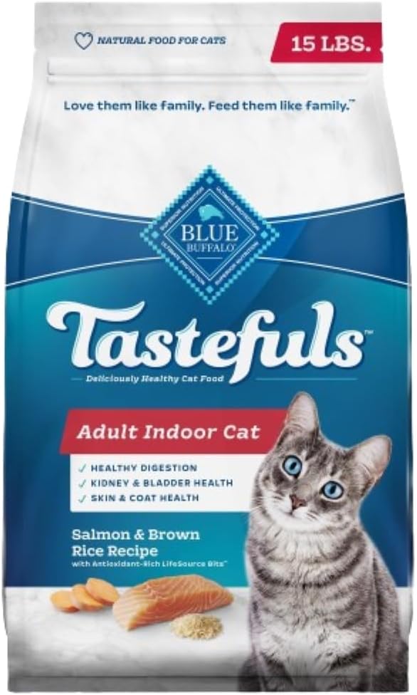 Tastefuls Natural Dry Food for Adult Indoor Cats, Chicken & Brown Rice Recipe, 15-Lb. Bag