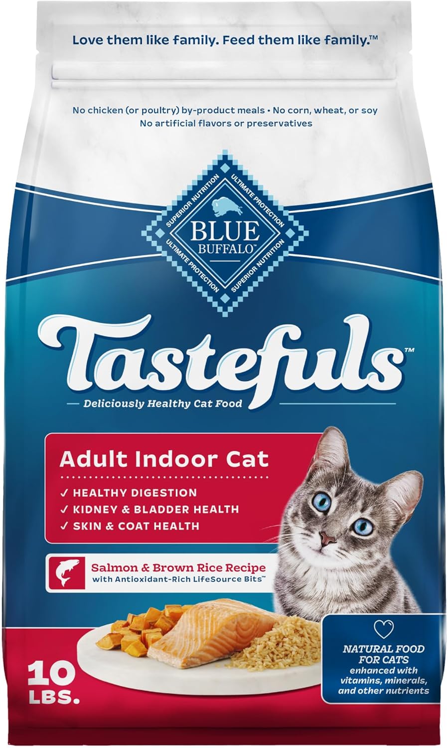 Tastefuls Natural Dry Food for Adult Indoor Cats, Chicken & Brown Rice Recipe, 15-Lb. Bag