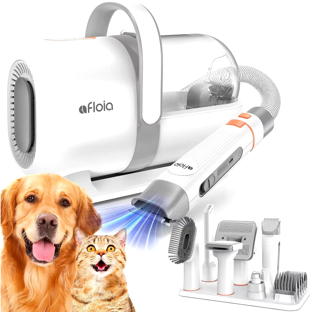 Professional Dog Grooming Kit: Vacuum, Clippers, Nail Trimmer, Grinder, and Shedding Brush with 7 Essential Tools, Low Noise Operation