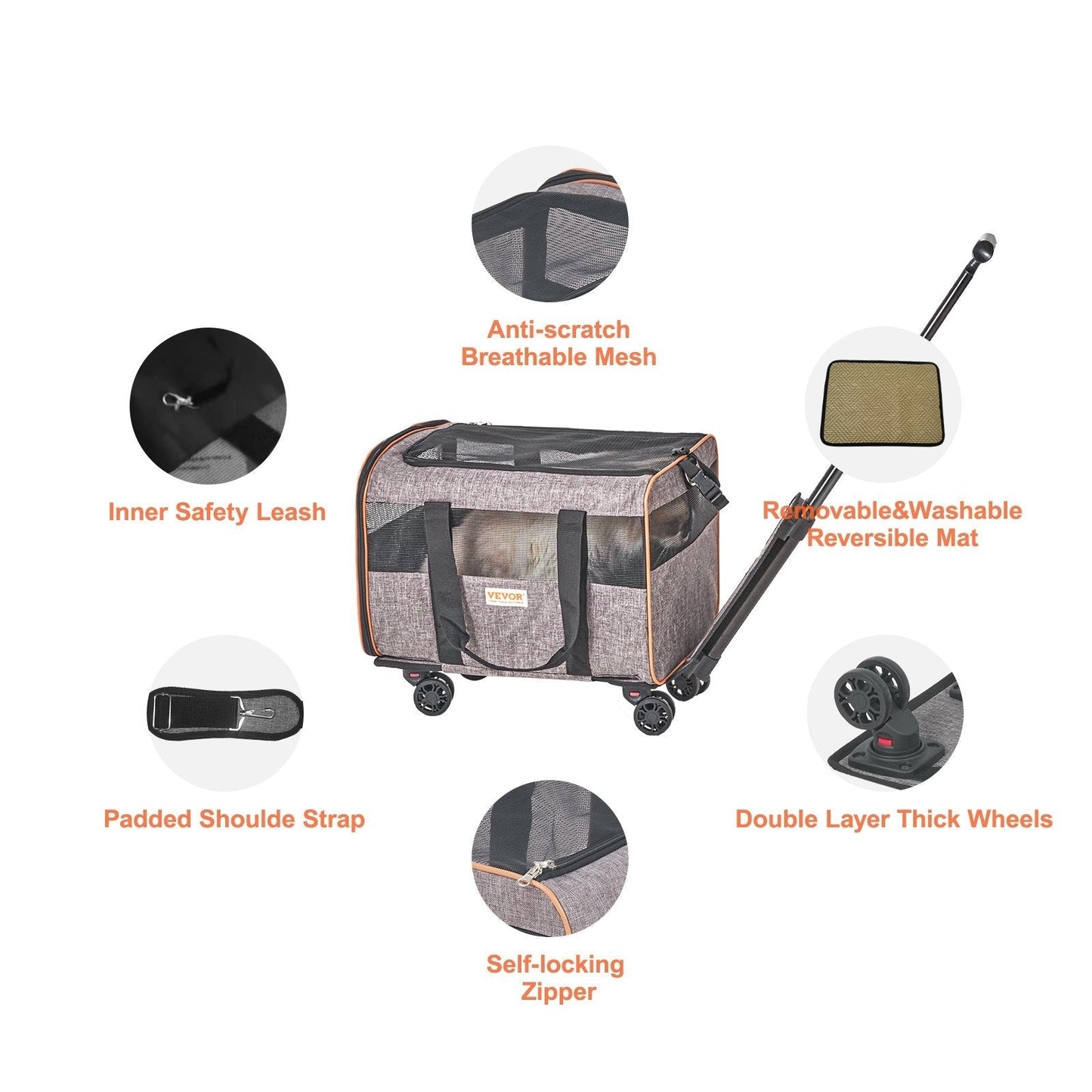 VEVOR Rolling Cat Carrier
