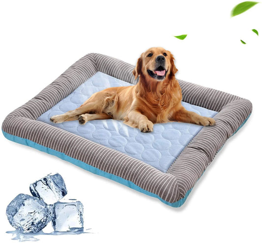 Pet Cooling Mat for Dogs and Cats - Soft Ice Silk Blanket for Summer Comfort in Pink and Blue