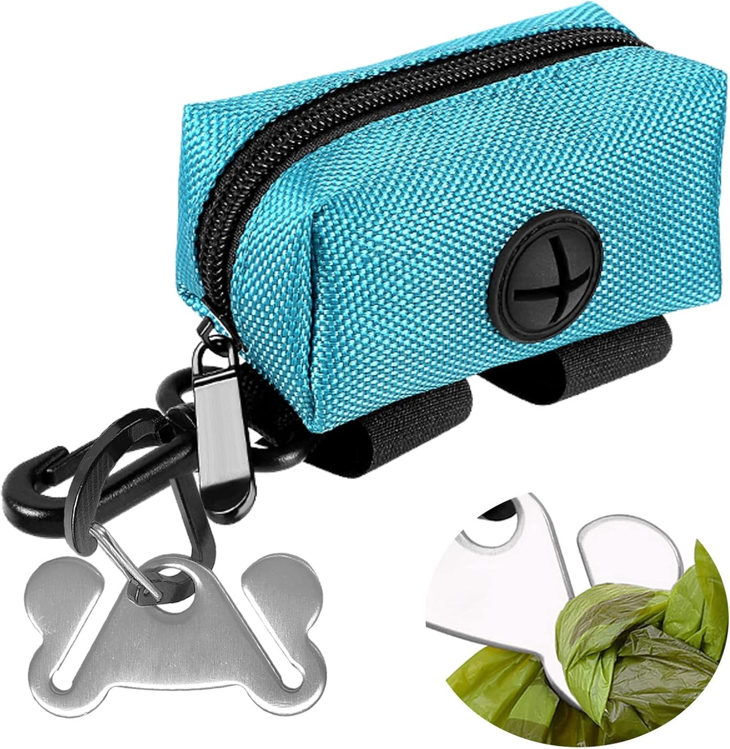 2Packs Dog Poop Bag Holder for Leash Attachment Dog Poop Bag Dispenser Dog Waste Bag Dispensers for Leash Accessory Dog Poop Bag Holders Dispensers & Hand Free Holder Metal Carriers, Black&Purple