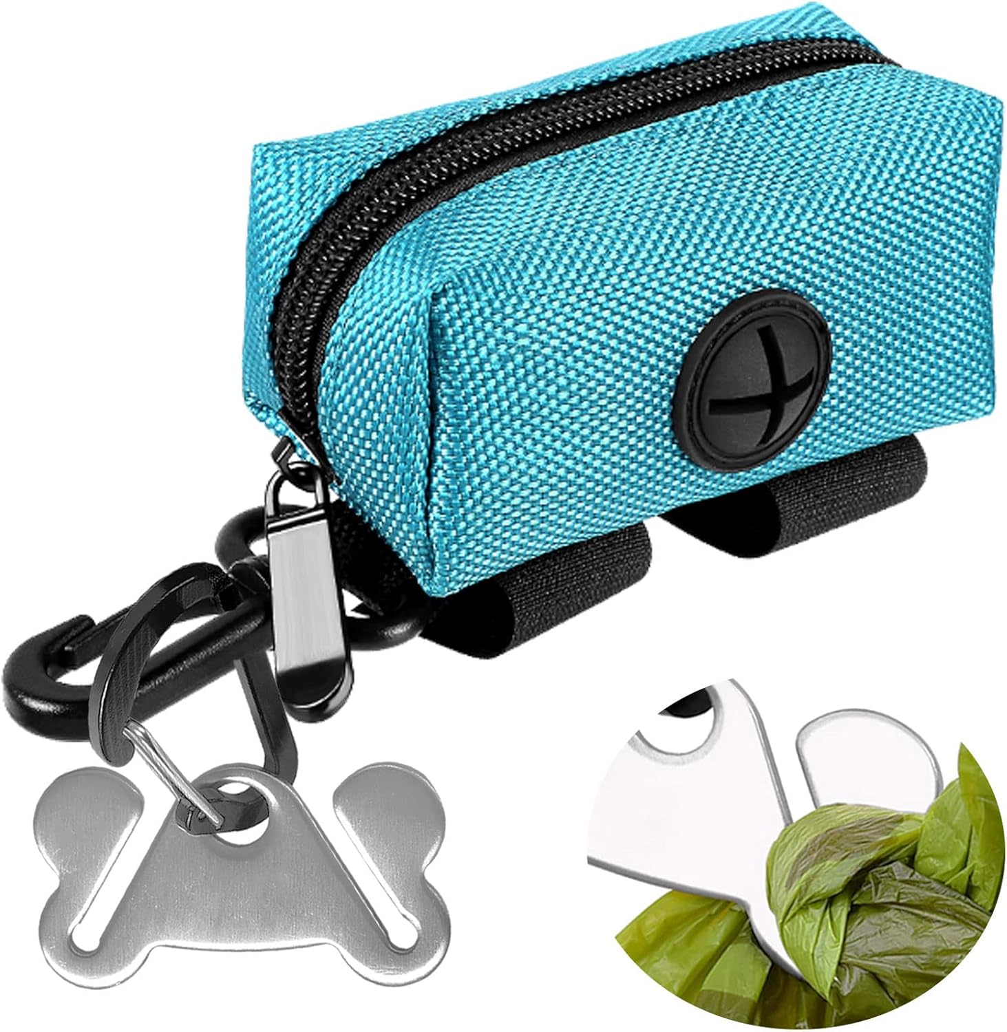 2Packs Dog Poop Bag Holder for Leash Attachment Dog Poop Bag Dispenser Dog Waste Bag Dispensers for Leash Accessory Dog Poop Bag Holders Dispensers & Hand Free Holder Metal Carriers, Black&Purple