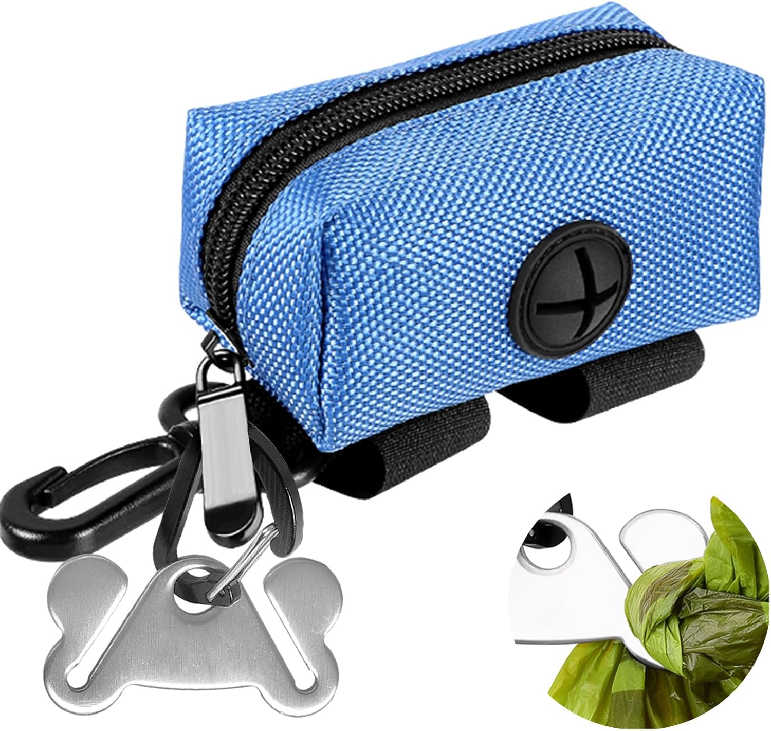 2Packs Dog Poop Bag Holder for Leash Attachment Dog Poop Bag Dispenser Dog Waste Bag Dispensers for Leash Accessory Dog Poop Bag Holders Dispensers & Hand Free Holder Metal Carriers, Black&Purple