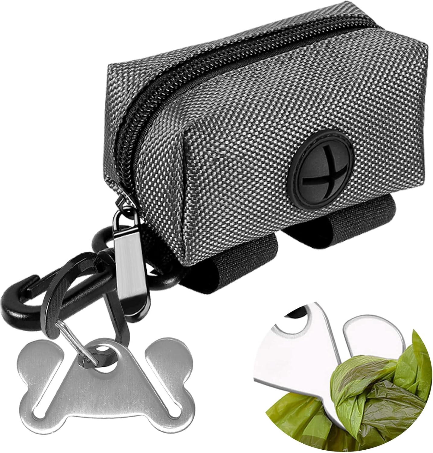 2Packs Dog Poop Bag Holder for Leash Attachment Dog Poop Bag Dispenser Dog Waste Bag Dispensers for Leash Accessory Dog Poop Bag Holders Dispensers & Hand Free Holder Metal Carriers, Black&Purple
