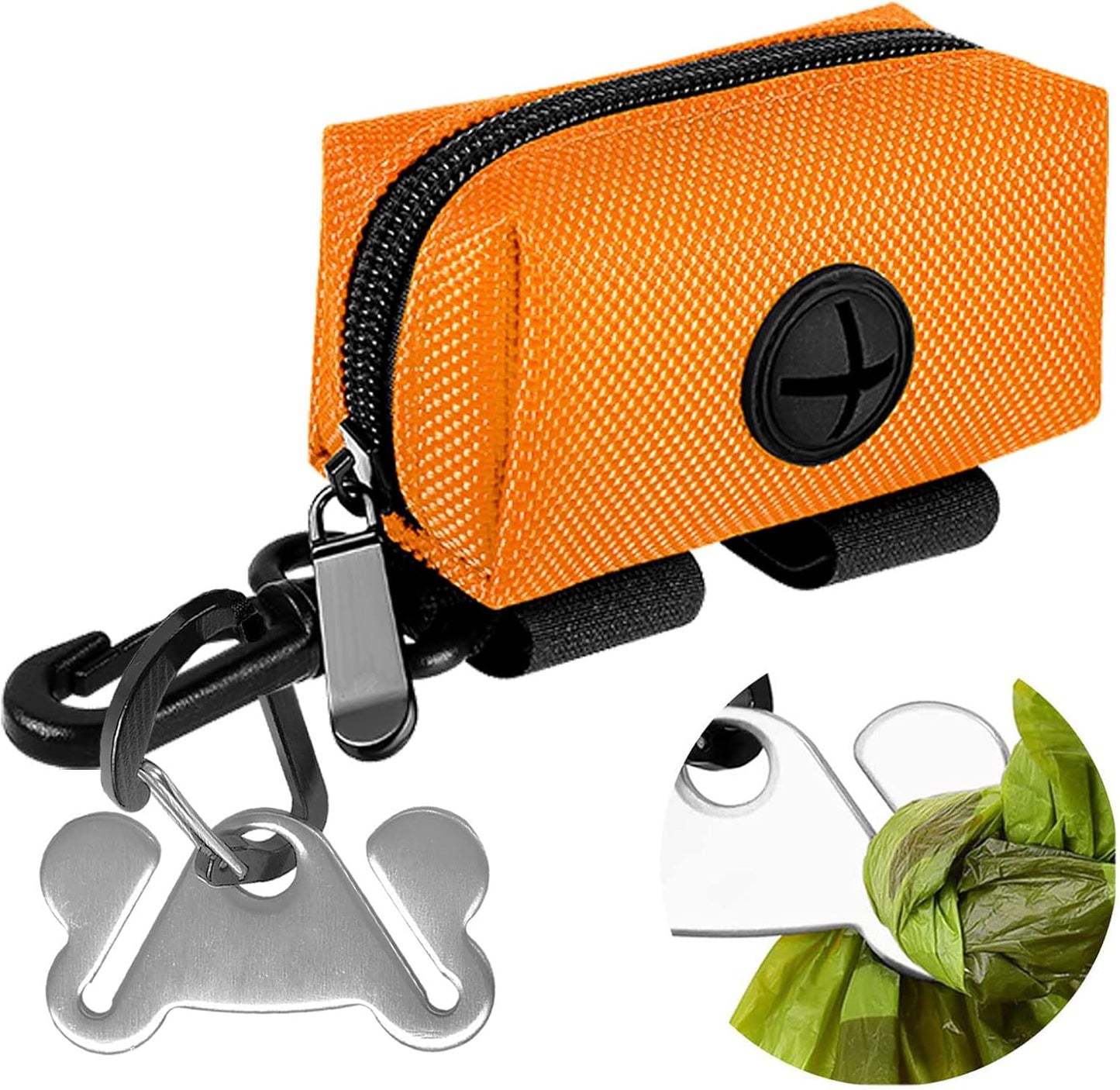 2Packs Dog Poop Bag Holder for Leash Attachment Dog Poop Bag Dispenser Dog Waste Bag Dispensers for Leash Accessory Dog Poop Bag Holders Dispensers & Hand Free Holder Metal Carriers, Black&Purple