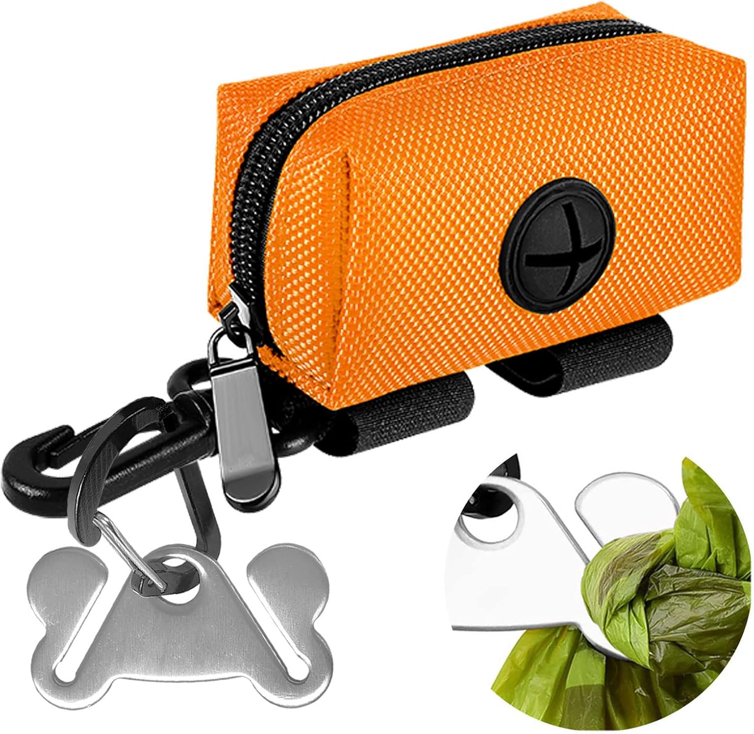2Packs Dog Poop Bag Holder for Leash Attachment Dog Poop Bag Dispenser Dog Waste Bag Dispensers for Leash Accessory Dog Poop Bag Holders Dispensers & Hand Free Holder Metal Carriers, Black&Purple