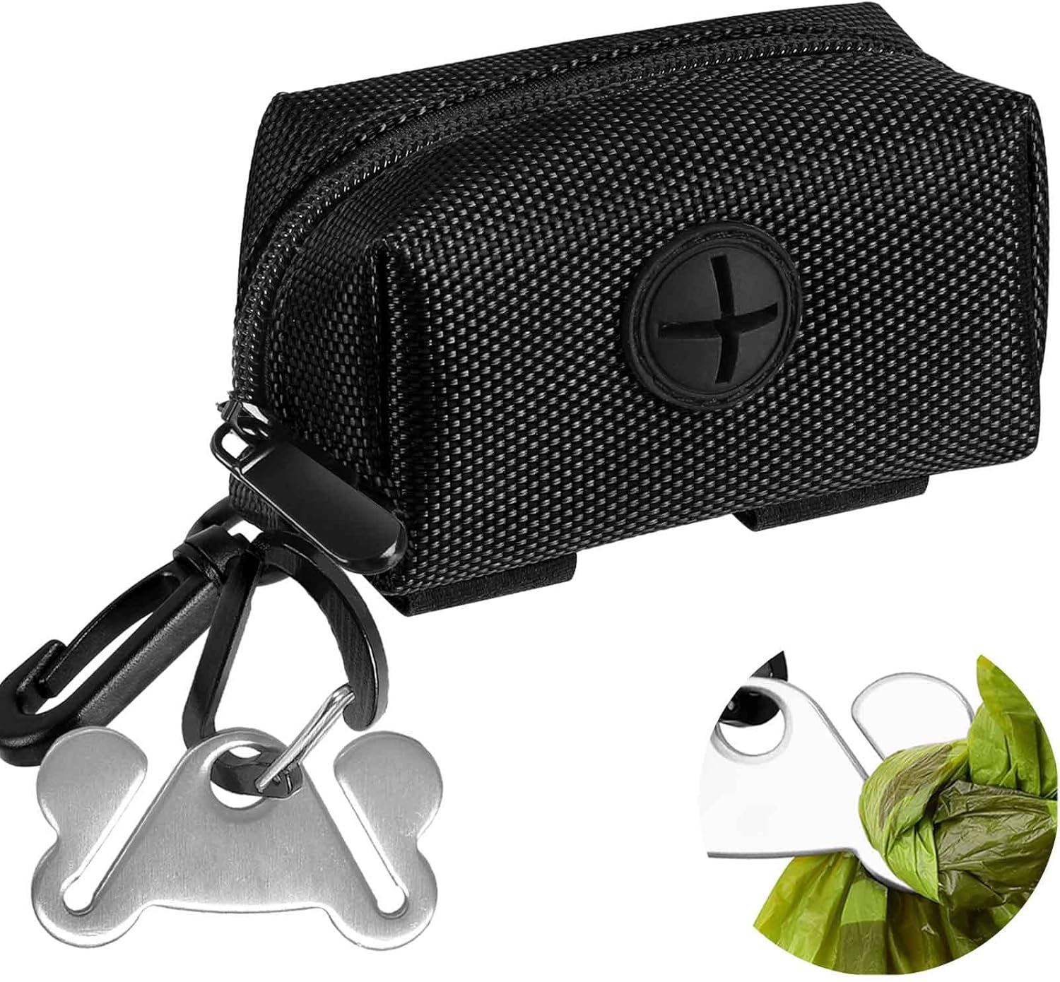 2Packs Dog Poop Bag Holder for Leash Attachment Dog Poop Bag Dispenser Dog Waste Bag Dispensers for Leash Accessory Dog Poop Bag Holders Dispensers & Hand Free Holder Metal Carriers, Black&Purple