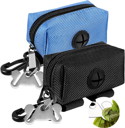 2Packs Dog Poop Bag Holder for Leash Attachment Dog Poop Bag Dispenser Dog Waste Bag Dispensers for Leash Accessory Dog Poop Bag Holders Dispensers & Hand Free Holder Metal Carriers, Black&Purple