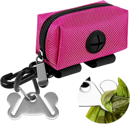 2Packs Dog Poop Bag Holder for Leash Attachment Dog Poop Bag Dispenser Dog Waste Bag Dispensers for Leash Accessory Dog Poop Bag Holders Dispensers & Hand Free Holder Metal Carriers, Black&Purple