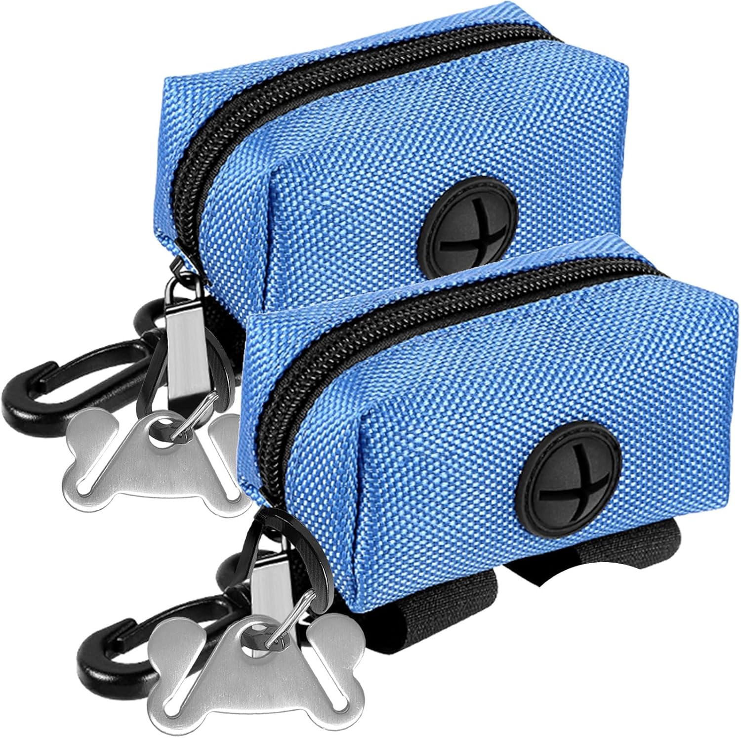 2Packs Dog Poop Bag Holder for Leash Attachment Dog Poop Bag Dispenser Dog Waste Bag Dispensers for Leash Accessory Dog Poop Bag Holders Dispensers & Hand Free Holder Metal Carriers, Black&Purple