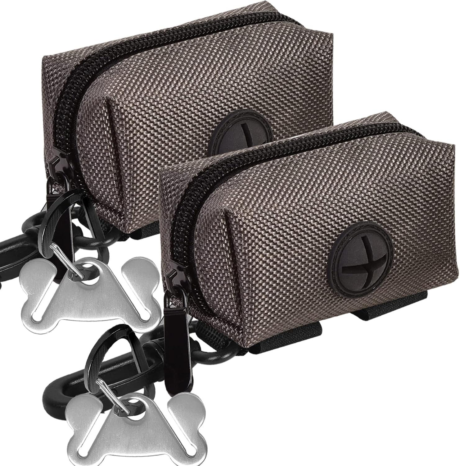 2Packs Dog Poop Bag Holder for Leash Attachment Dog Poop Bag Dispenser Dog Waste Bag Dispensers for Leash Accessory Dog Poop Bag Holders Dispensers & Hand Free Holder Metal Carriers, Black&Purple
