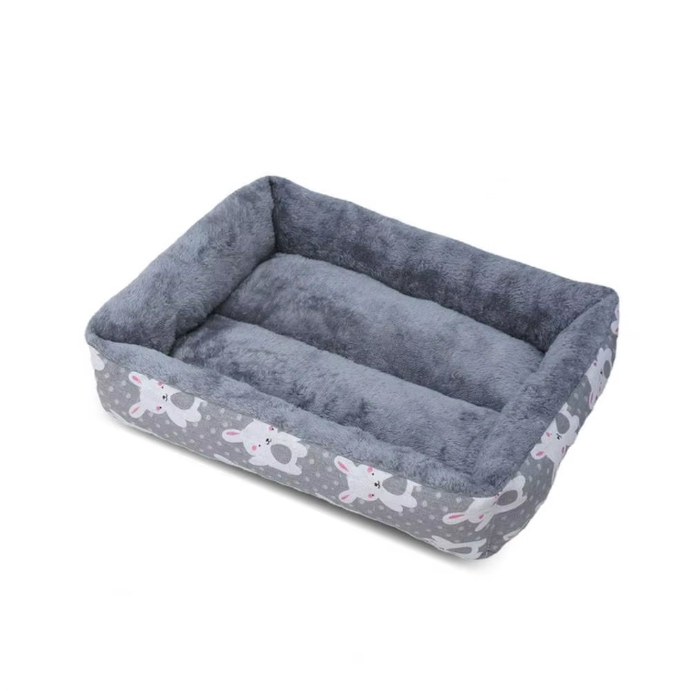 Practical cartoon pet bed with plush material, ideal for autumn and winter comfort.